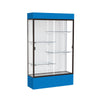 Spirit  48''W x 80''H x 16''D  Lighted Floor Case, White Back, Dk. Bronze Finish, Royal Blue Base and Top - Waddell