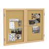 Ghent 2 Door Enclosed Natural Cork Bulletin Board with Oak Wood Frame, 3'H x 5'W