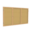 Ghent 3 Door Enclosed Natural Cork Bulletin Board with Oak Wood Frame, 4'H x 8'W