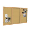 Ghent 3 Door Enclosed Natural Cork Bulletin Board with Oak Wood Frame, 4'H x 8'W