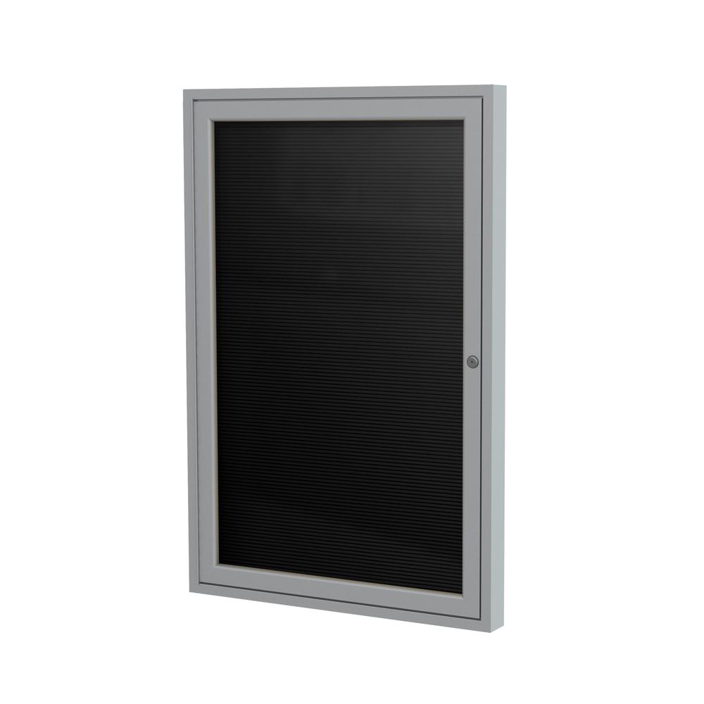 Ghent 1 Door Enclosed Vinyl Letter Board with Satin Aluminum Frame, 36''H x 30''W, Black