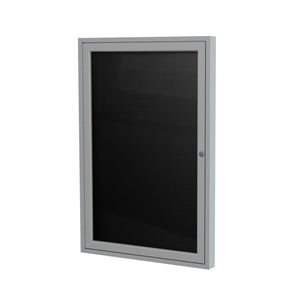 Ghent 1 Door Enclosed Vinyl Letter Board with Satin Aluminum Frame, Black, 24''H x 18''W, Black