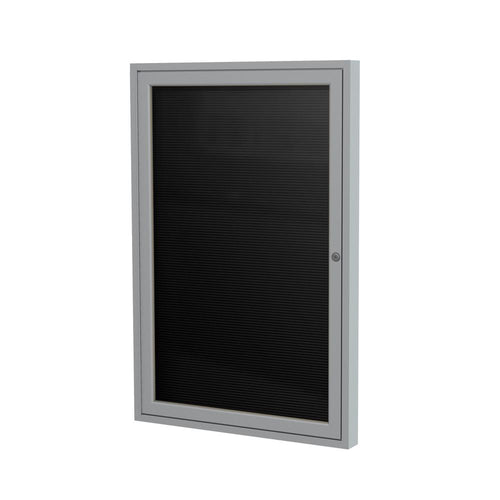 Ghent 1 Door Enclosed Vinyl Letter Board with Satin Aluminum Frame, Black, 24''H x 18''W, Black