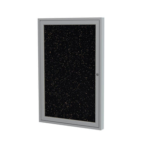 Ghent 1 Door Enclosed Recycled Rubber Bulletin Board with Satin Frame, 36''H x 30''W, Tan Speckled