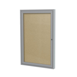 Ghent 1 Door Enclosed Vinyl Bulletin Board with Satin Frame, 36''H x 30''W, Caramel