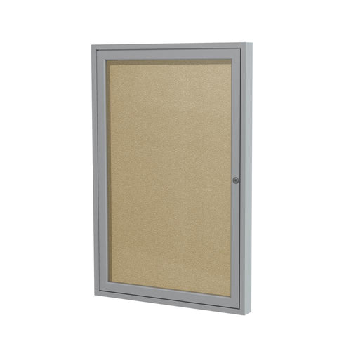 Ghent 1 Door Enclosed Vinyl Bulletin Board with Satin Frame, 36''H x 30''W, Caramel