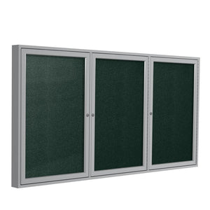 3 Door Enclosed Vinyl Bulletin Board with Satin Frame, 4'H x 8'W, Ebony - Ghent