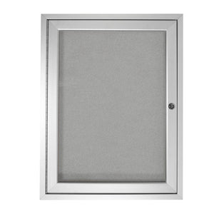 Ghent 1 Door Enclosed Vinyl Bulletin Board with Satin Frame, 36''H x 30''W, Silver