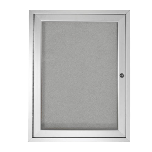 Ghent 1 Door Enclosed Vinyl Bulletin Board with Satin Frame, 36''H x 30''W, Silver