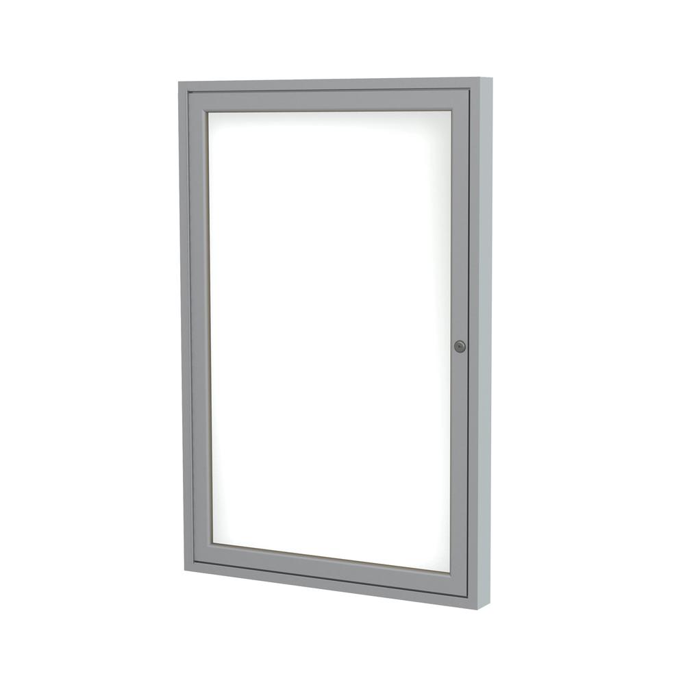 Ghent 1 Door Enclosed Porcelain Magnetic Whiteboard with Satin Frame, 36''H x 30''W