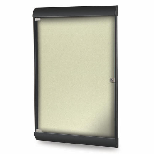 42⅛''x27¾'' 1-Dr Silhouette Encl Bulletin Bd, Black Frame, Vinyl Fabric Caramel - Ghent