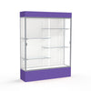 Spirit  60''W x 80''H x 16''D  Lighted Floor Case, White Back, Satin Finish, Purple Base and Top - Waddell