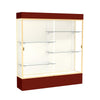 Spirit  72''W x 80''H x 16''D  Lighted Floor Case, Plaque Back, Champagne Finish, Maroon Base and Top - Waddell