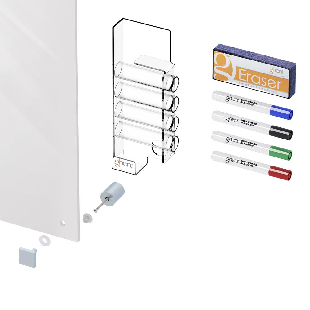 Ghent Harmony Glass Whiteboard with Square Corners, 4'H x 5'W, White