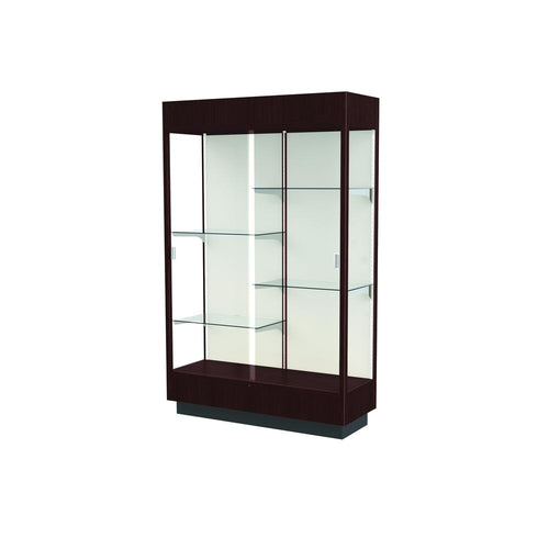 Heritage  48''W x 76''H x 18''D  Floor Case, Plaque Back, Hardwood Java Finish w/ Lighted Cornice - Waddell