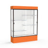 Spirit  60''W x 80''H x 16''D  Lighted Floor Case, White Back, Dk. Bronze Finish, Orange Base and Top - Waddell