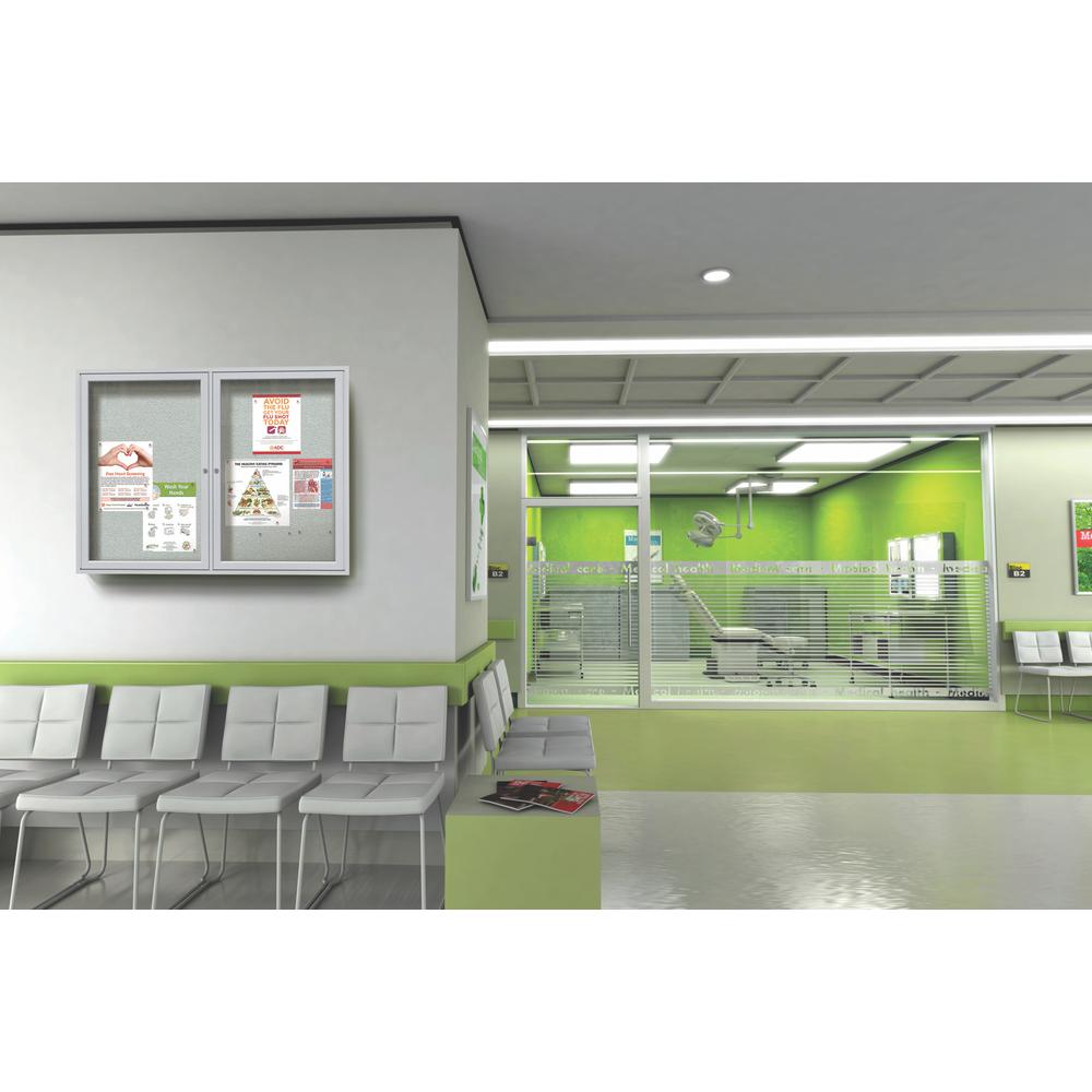 48''x72'' 3-Door Satin Aluminum Frame Enclosed Vinyl Bulletin Board - Silver - Ghent