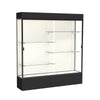 Spirit  72''W x 80''H x 16''D  Lighted Floor Case, Plaque Back, Dk. Bronze Finish, Black Base and Top - Waddell