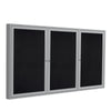 48''x72'' 3-Dr Satin Alum Fr Enclosed Recycled Rubber Bulletin Board - Black - Ghent
