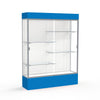 Spirit  60''W x 80''H x 16''D  Lighted Floor Case, White Back, Satin Finish, Royal Blue Base and Top - Waddell