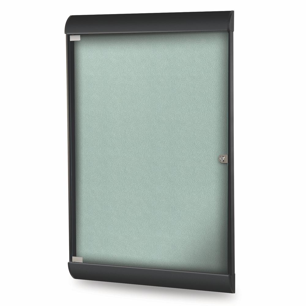 42⅛''x27¾'' 1-Dr Silhouette Encl Bulletin Bd, Black Frame, Vinyl Fabric Stone - Ghent