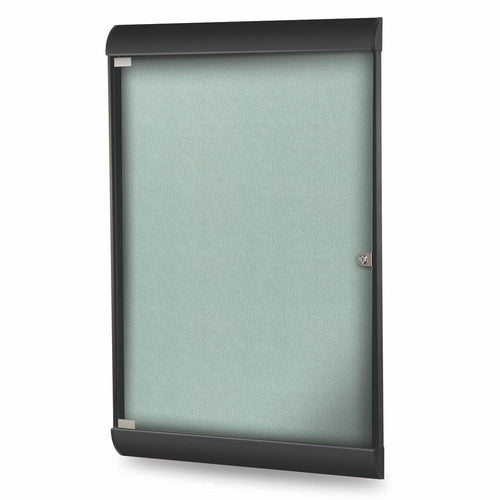 42⅛''x27¾'' 1-Dr Silhouette Encl Bulletin Bd, Black Frame, Vinyl Fabric Stone - Ghent