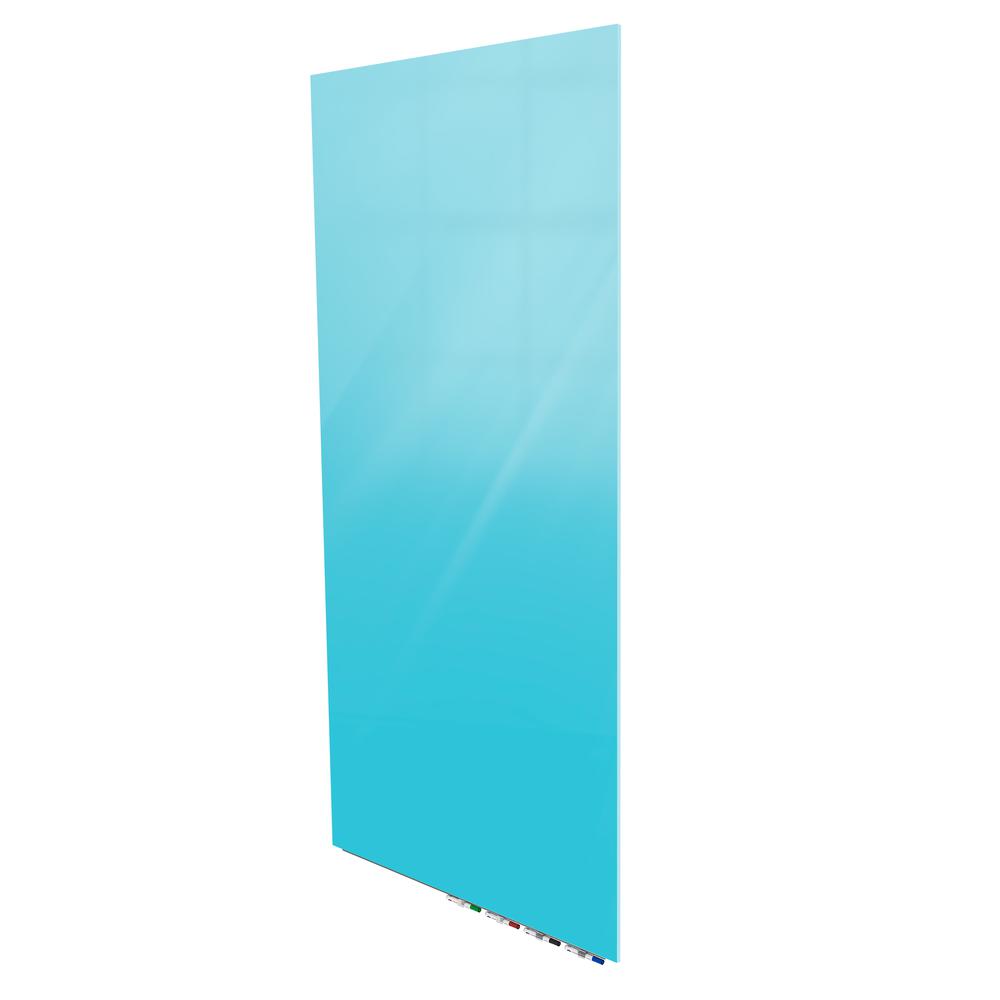 Ghent Aria 3'H x 2'W Magnetic Glass White Board, Gray Surface, Vertical, 4 Rare Earth Magnets, 4 Markers and Eraser