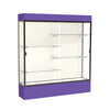 Spirit  72''W x 80''H x 16''D  Lighted Floor Case, Plaque Back, Dk. Bronze Finish, Purple Base and Top - Waddell