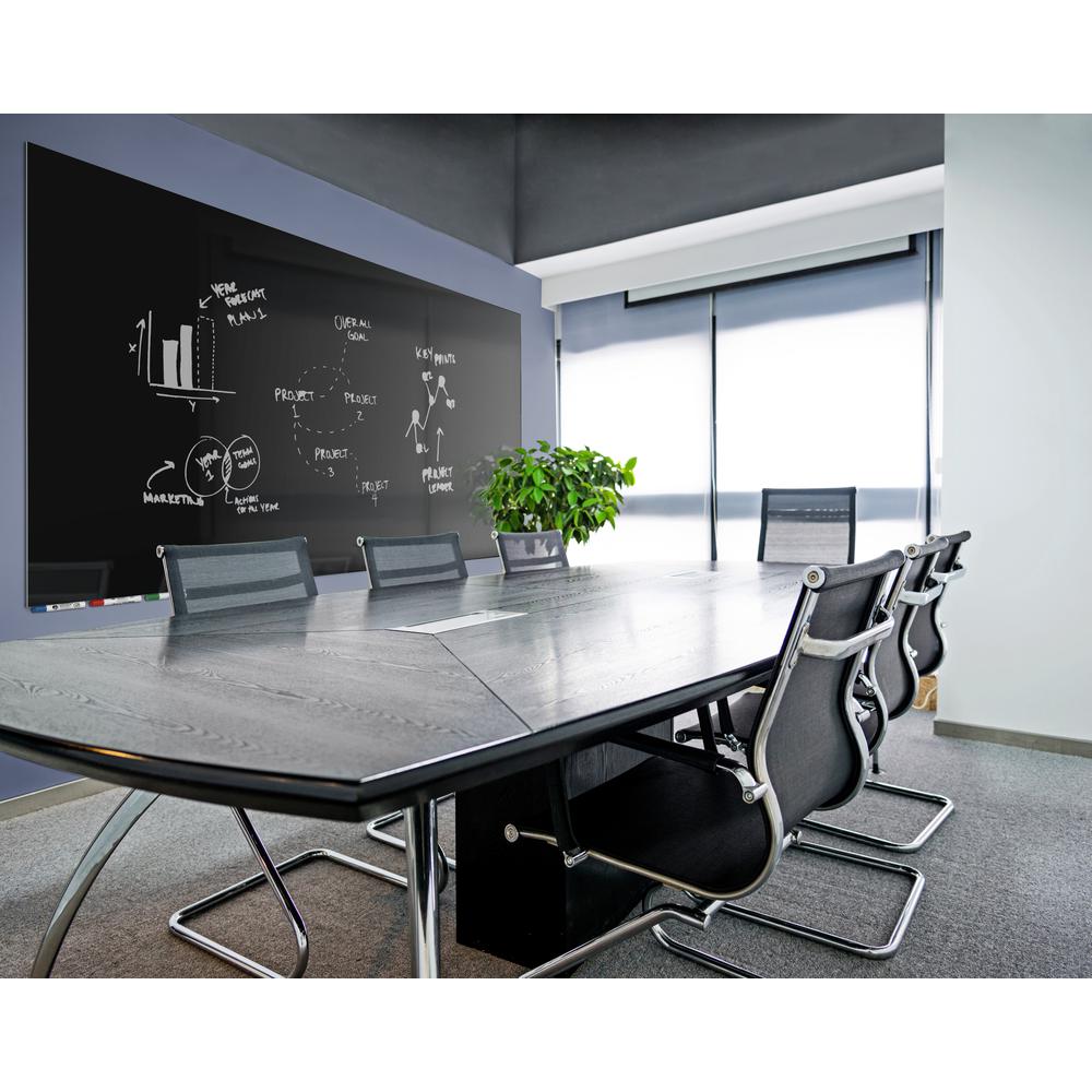 Ghent Aria 4'H x 3'W Magnetic Glass White Board, Gray Surface, Vertical, 4 Rare Earth Magnets, 4 Markers and Eraser
