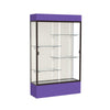 Spirit  48''W x 80''H x 16''D  Lighted Floor Case, Plaque Back, Dk. Bronze Finish, Purple Base and Top - Waddell