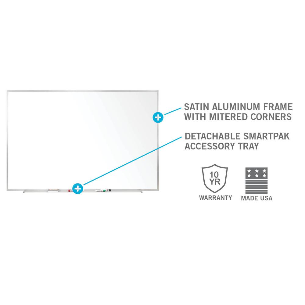 Ghent Non-Magnetic Whiteboard with Aluminum Frame, 3'H x 5'W