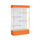 Spirit  48''W x 80''H x 16''D  Lighted Floor Case, White Back, Champagne Finish, Orange Base and Top - Waddell