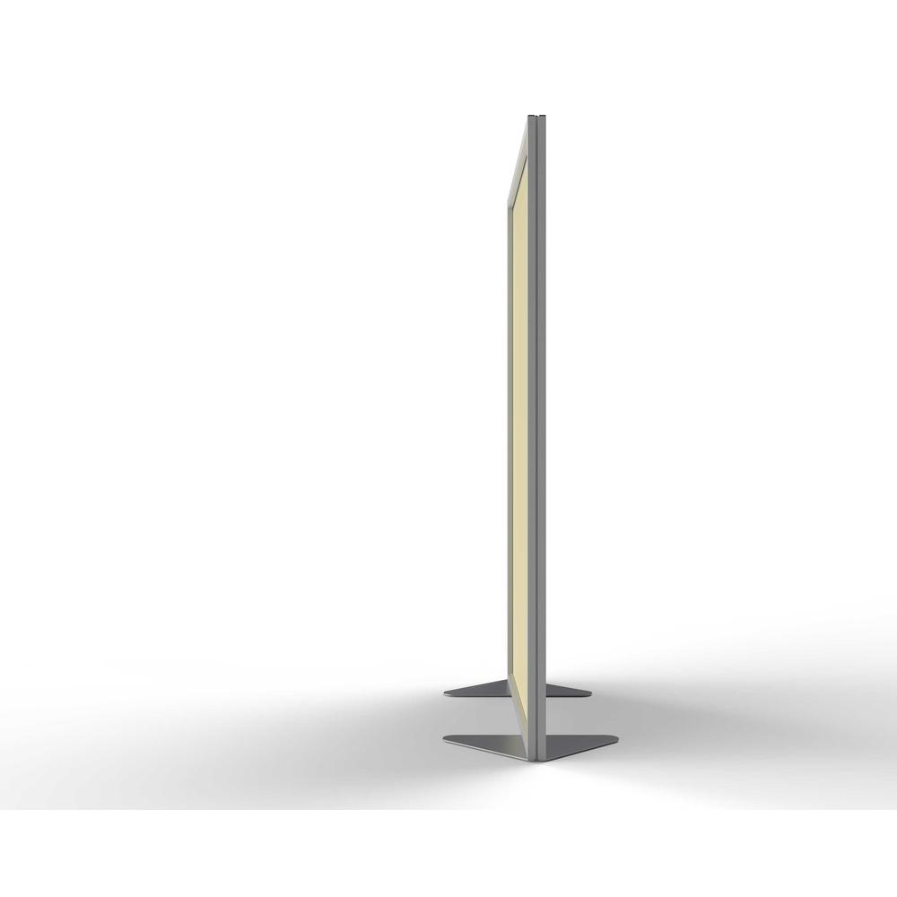 Ghent Floor Partition with Aluminum Frame and 2 Split Panel Infill, Porcelain and Carmel Vinyl, 72''H x 48''W