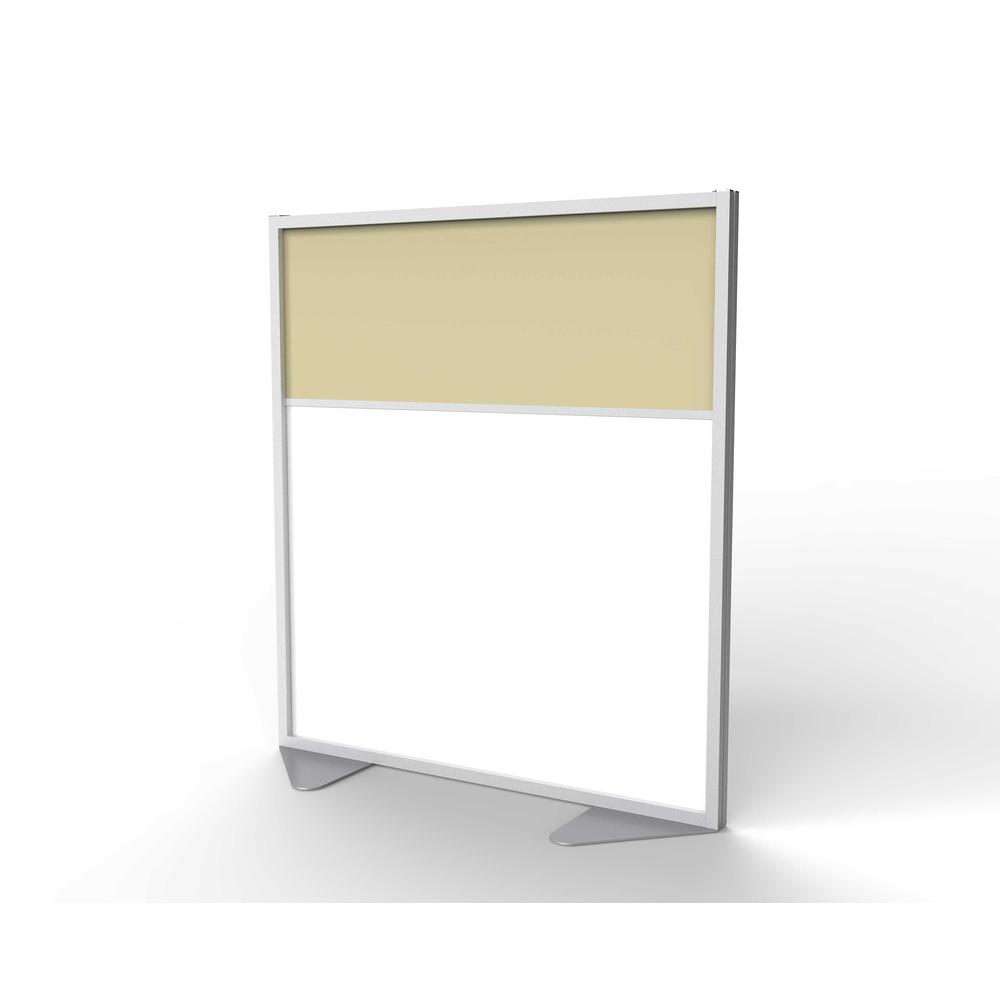 Ghent Floor Partition with Aluminum Frame and 2 Split Panel Infill, Porcelain and Carmel Vinyl, 54''H x 48''W