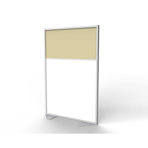 Ghent Floor Partition with Aluminum Frame and 2 Split Panel Infill, Porcelain and Carmel Vinyl, 72''H x 48''W