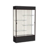 Spirit  48''W x 80''H x 16''D  Lighted Floor Case, Plaque Back, Dk. Bronze Finish, Black Base and Top - Waddell