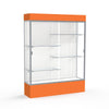 Spirit  60''W x 80''H x 16''D  Lighted Floor Case, White Back, Satin Finish, Orange Base and Top - Waddell
