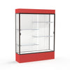 Spirit  60''W x 80''H x 16''D  Lighted Floor Case, White Back, Dk. Bronze Finish, Red Base and Top - Waddell