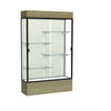 Reliant   48''W x 80''H x 16''D  Lighted Floor Case, Plaque Back, Dk. Bronze Finish,  Driftwood Base - Waddell