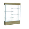 Reliant   60''W x 80''H x 16''D  Lighted Floor Case, White Back, Satin Finish,  Driftwood Base - Waddell