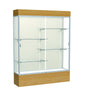 Reliant   60''W x 80''H x 16''D  Lighted Floor Case, Plaque Back, Satin Finish,  Natural Oak Base - Waddell