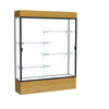 Reliant   60''W x 80''H x 16''D  Lighted Floor Case, White Back, Dk. Bronze Finish,  Natural Oak Base - Waddell