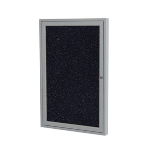 36''x36'' 1-Dr Satin Alum Fr Enclosed Recycled Rubber Bulletin Board - Confetti - Ghent