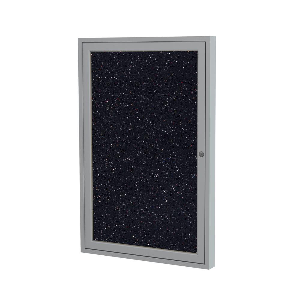 36''x36'' 1-Dr Satin Alum Fr Enclosed Recycled Rubber Bulletin Board - Confetti - Ghent