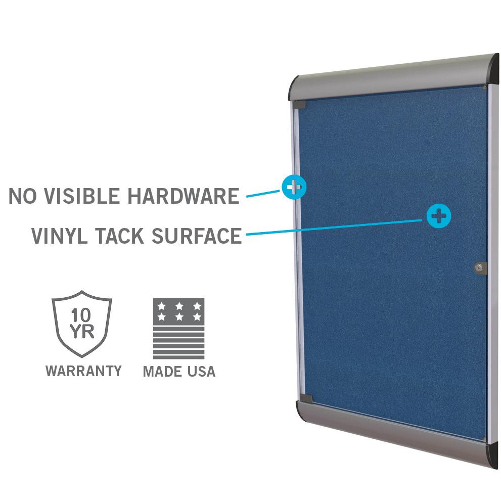 Ghent Silhouette 1 Door Enclosed Vinyl Bulletin Board with Black Frame, 4'H x 2'W, Silver