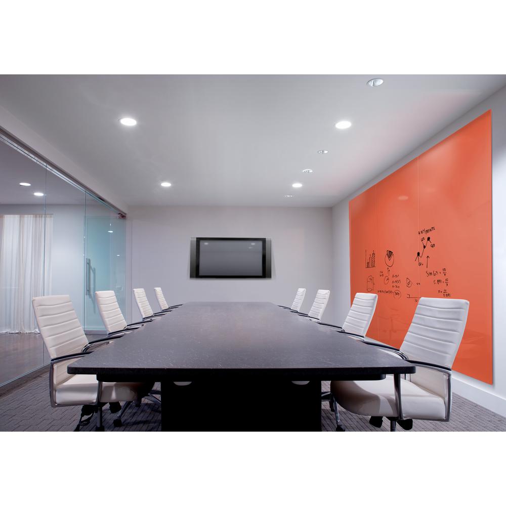 Ghent Aria 6'H x 4'W Magnetic Glass White Board, Gray Surface, Vertical, 4 Rare Earth Magnets, 4 Markers and Eraser