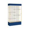 Spirit  48''W x 80''H x 16''D  Lighted Floor Case, Plaque Back, Champagne Finish, Navy Base and Top - Waddell