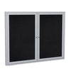 48''x60'' 2-Dr Satin Alum Fr Enclosed Recycled Rubber Bulletin Board - Black - Ghent
