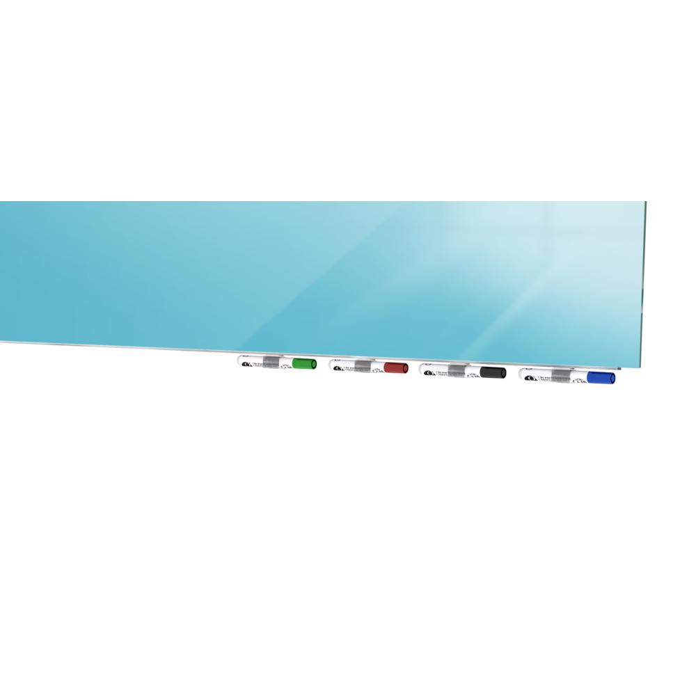 Ghent Aria 3'H x 2'W Magnetic Glass White Board, Gray Surface, Vertical, 4 Rare Earth Magnets, 4 Markers and Eraser