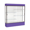 Spirit  72''W x 80''H x 16''D  Lighted Floor Case, White Back, Dk. Bronze Finish, Purple Base and Top - Waddell